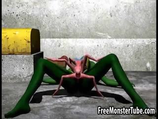 3d phim hoạt hình người ngoài hành tinh mật ong nhận fucked lược cứng qua một spider
